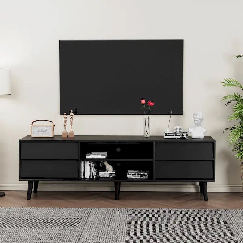 63 Vintage TV Stand with Shelves & Drawers for 60 TVs