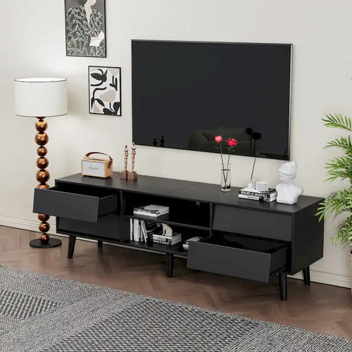 63 Vintage TV Stand with Shelves & Drawers for 60 TVs