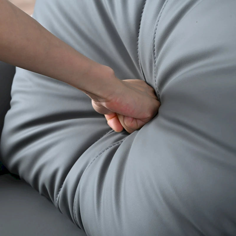 Blue-Gray PU Leather Swivel Glider Rocker Recliner with Pockets, Backrest