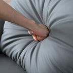 Blue-Gray PU Leather Swivel Glider Rocker Recliner with Pockets, Backrest