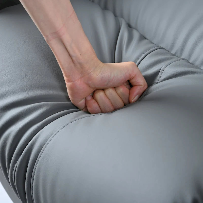 Blue-Gray PU Leather Swivel Glider Rocker Recliner with Pockets, Backrest