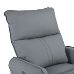 Blue-Gray PU Leather Swivel Glider Rocker Recliner with Pockets, Backrest