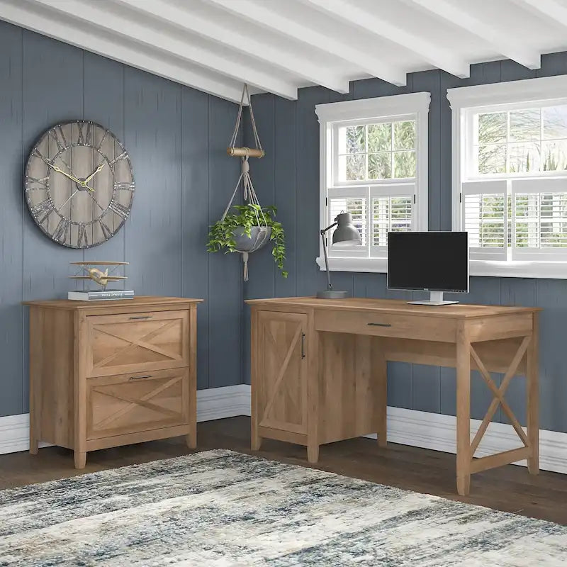54W Computer Desk with Storage and 2 Drawer File Cabinet - Multiple Colors