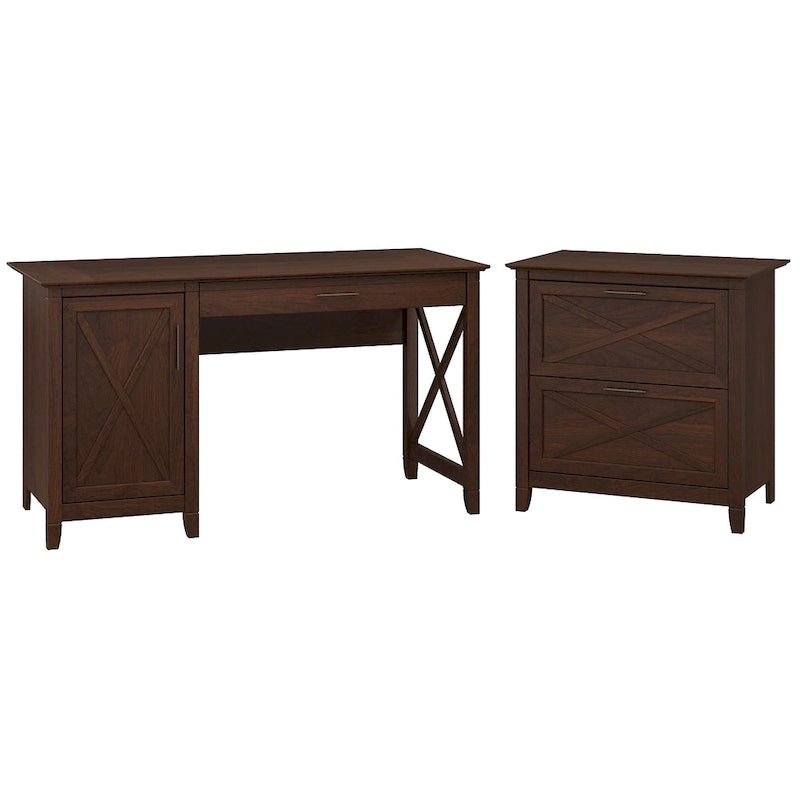 54W Computer Desk with Storage and 2 Drawer File Cabinet - Multiple Colors