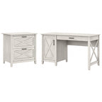 54W Computer Desk with Storage and 2 Drawer File Cabinet - Multiple Colors