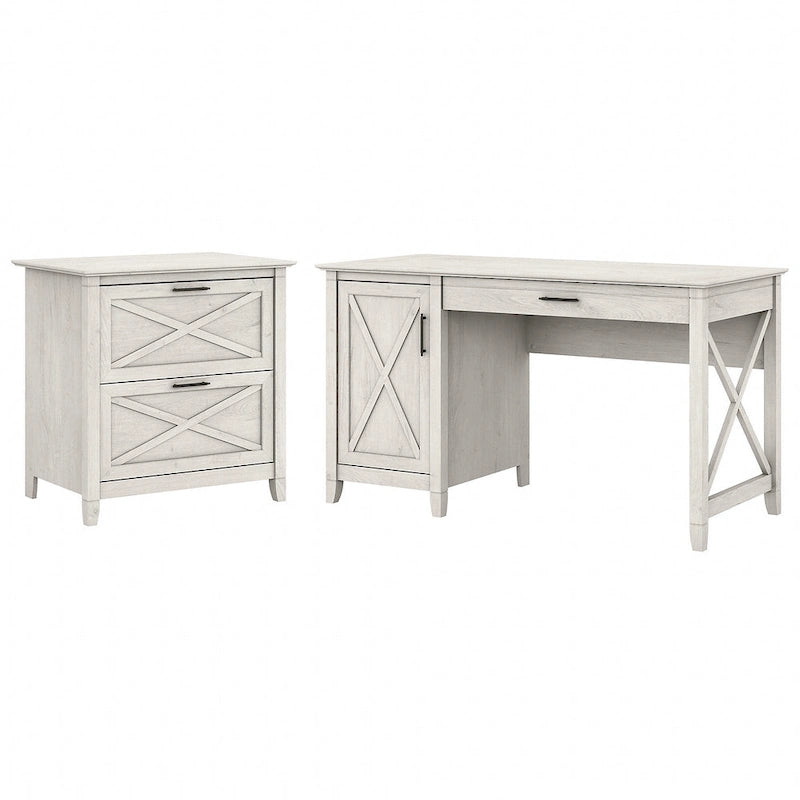 54W Computer Desk with Storage and 2 Drawer File Cabinet - Multiple Colors