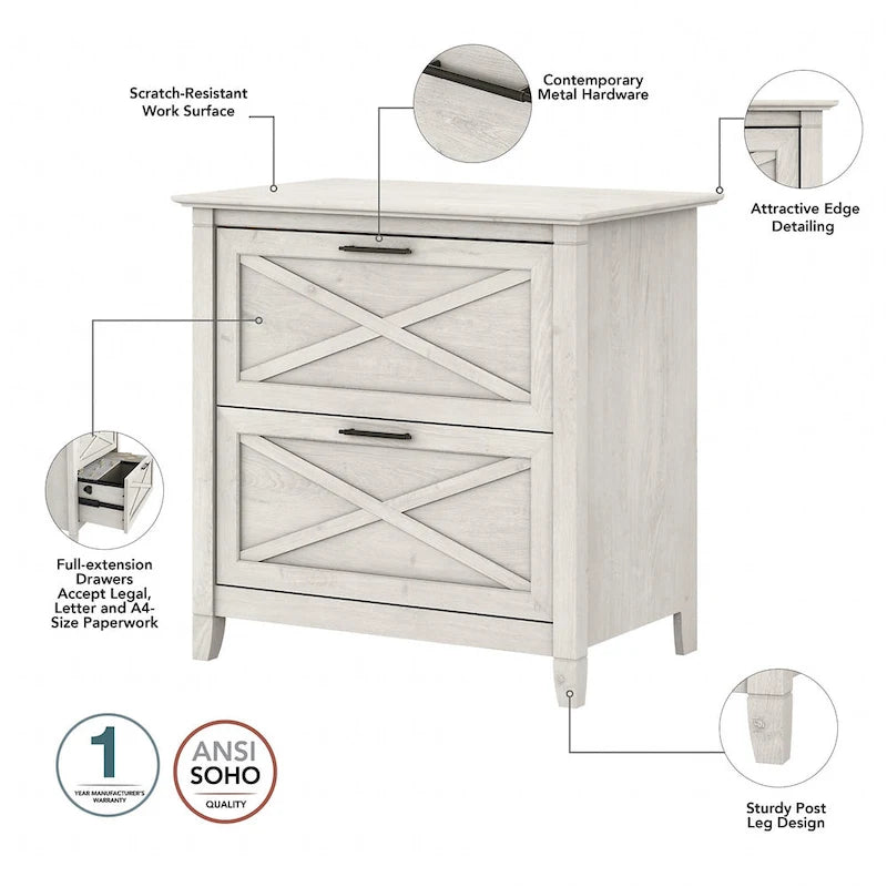 54W Computer Desk with Storage and 2 Drawer File Cabinet - Multiple Colors