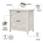 54W Computer Desk with Storage and 2 Drawer File Cabinet - Multiple Colors