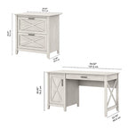 54W Computer Desk with Storage and 2 Drawer File Cabinet - Multiple Colors