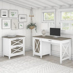54W Computer Desk with Storage and 2 Drawer File Cabinet - Multiple Colors