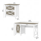54W Computer Desk with Storage and 2 Drawer File Cabinet - Multiple Colors