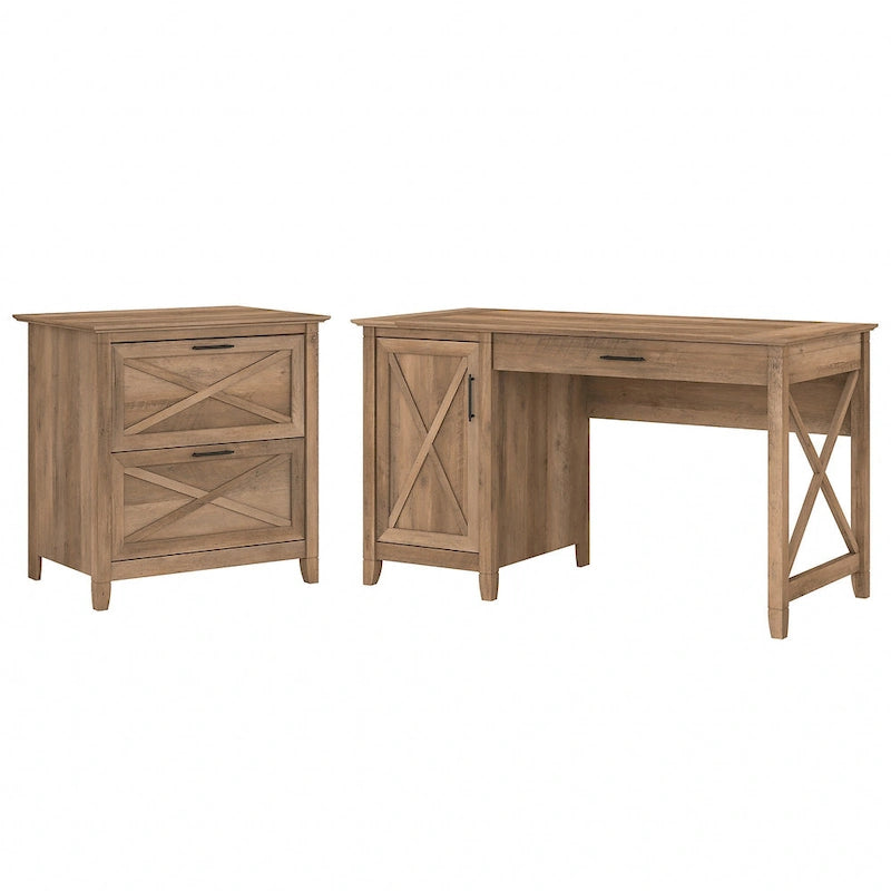 54W Computer Desk with Storage and 2 Drawer File Cabinet - Multiple Colors
