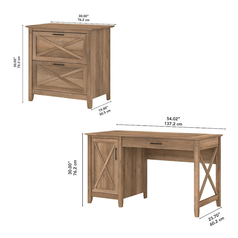 54W Computer Desk with Storage and 2 Drawer File Cabinet - Multiple Colors