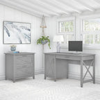 54W Computer Desk with Storage and 2 Drawer File Cabinet - Multiple Colors