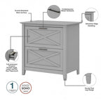 54W Computer Desk with Storage and 2 Drawer File Cabinet - Multiple Colors