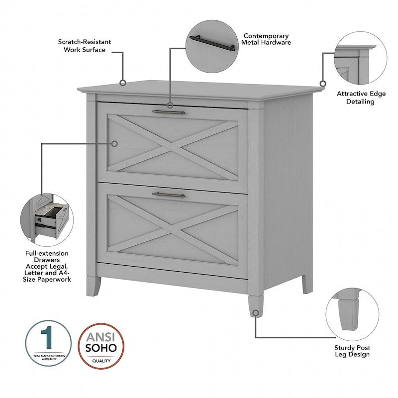 54W Computer Desk with Storage and 2 Drawer File Cabinet - Multiple Colors