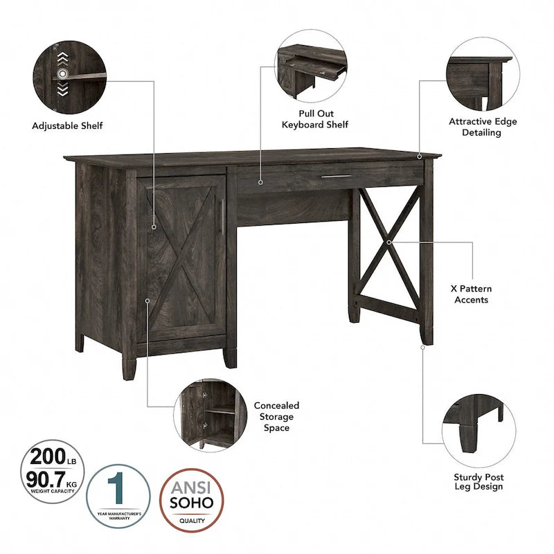 54W Computer Desk with Storage and 2 Drawer File Cabinet - Multiple Colors