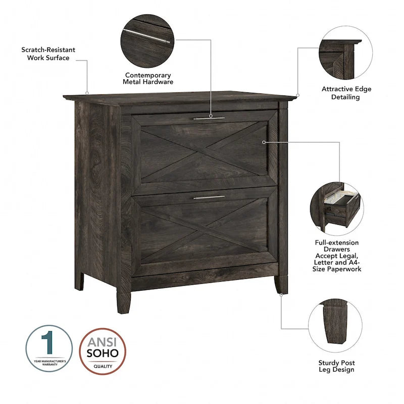 54W Computer Desk with Storage and 2 Drawer File Cabinet - Multiple Colors