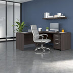 66W L-Shaped Desk with Return and Mobile File Cabinet - Storm Gray/White