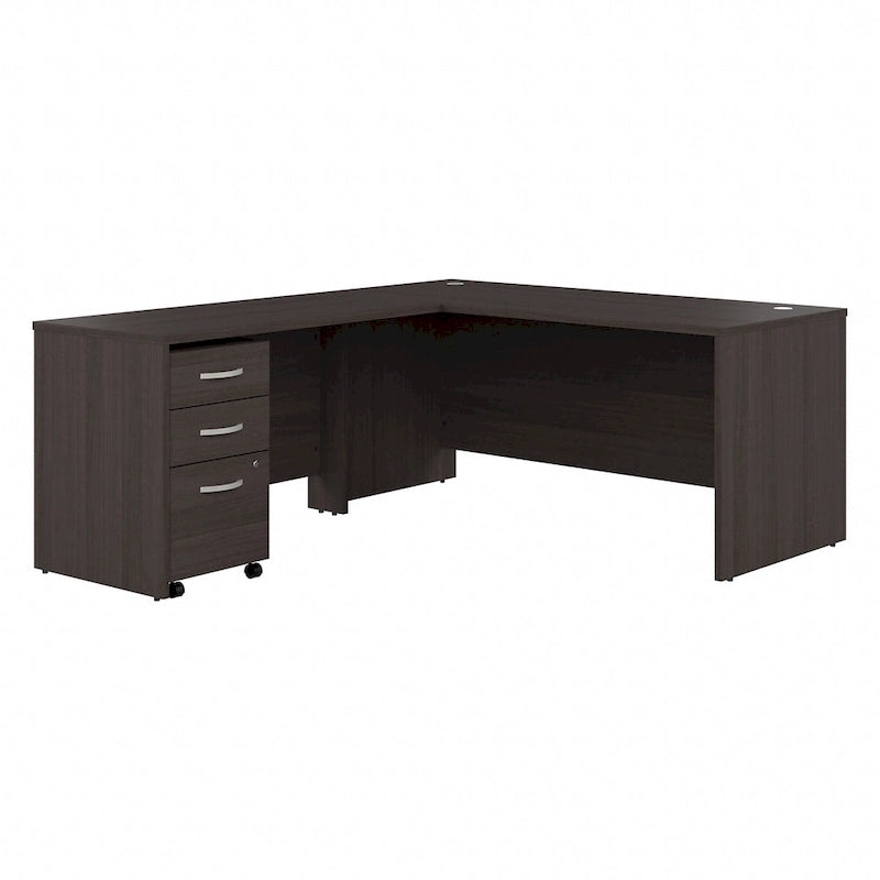 66W L-Shaped Desk with Return and Mobile File Cabinet - Storm Gray/White