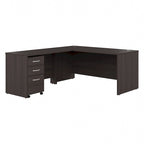 66W L-Shaped Desk with Return and Mobile File Cabinet - Storm Gray/White