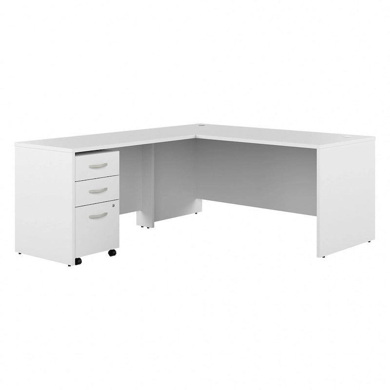 66W L-Shaped Desk with Return and Mobile File Cabinet - Storm Gray/White