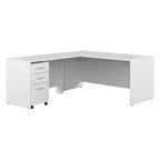 66W L-Shaped Desk with Return and Mobile File Cabinet - Storm Gray/White