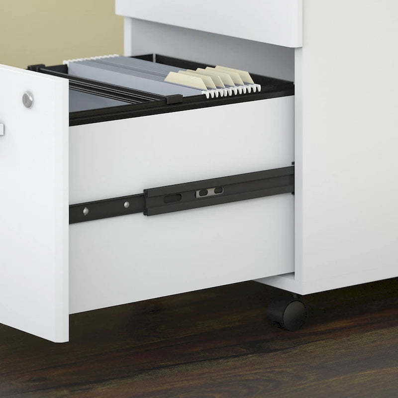 66W L-Shaped Desk with Return and Mobile File Cabinet - Storm Gray/White
