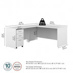 66W L-Shaped Desk with Return and Mobile File Cabinet - Storm Gray/White