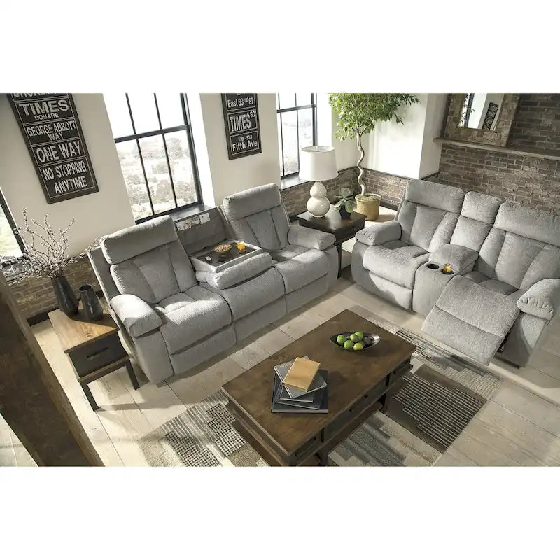 Grey 3-Piece Upholstered Furniture Set — Width 87 x Depth 40 x Height 42