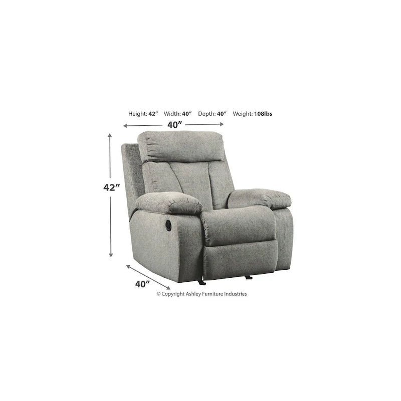 Grey 3-Piece Upholstered Furniture Set — Width 87 x Depth 40 x Height 42