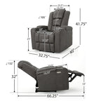 33 Wide Power Standard Recliner Chair with Arm Storage and USB, Slate