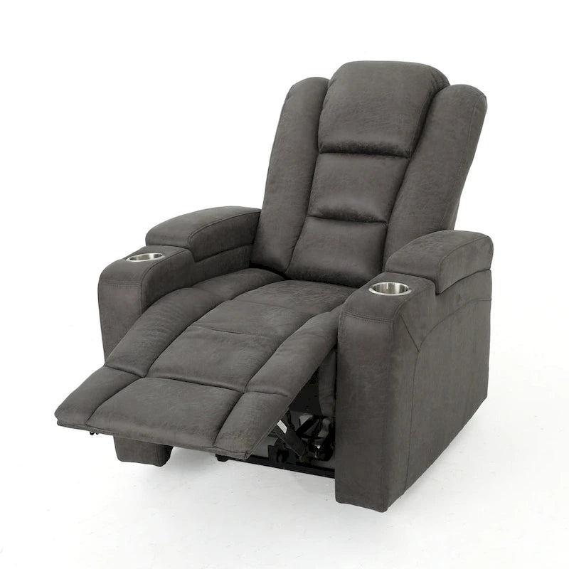 33 Wide Power Standard Recliner Chair with Arm Storage and USB, Slate