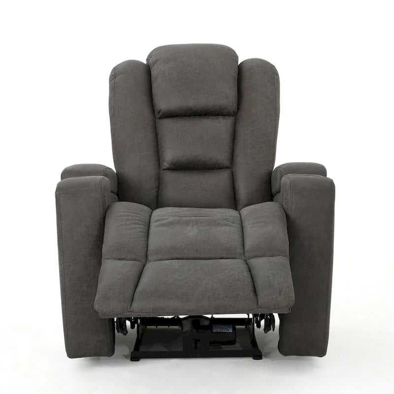 33 Wide Power Standard Recliner Chair with Arm Storage and USB, Slate