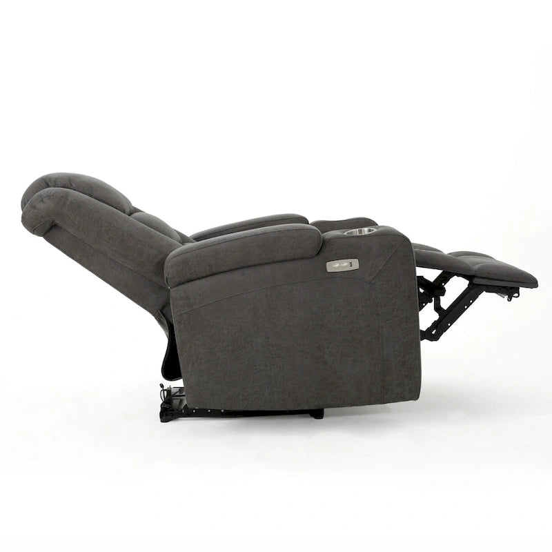 33 Wide Power Standard Recliner Chair with Arm Storage and USB, Slate