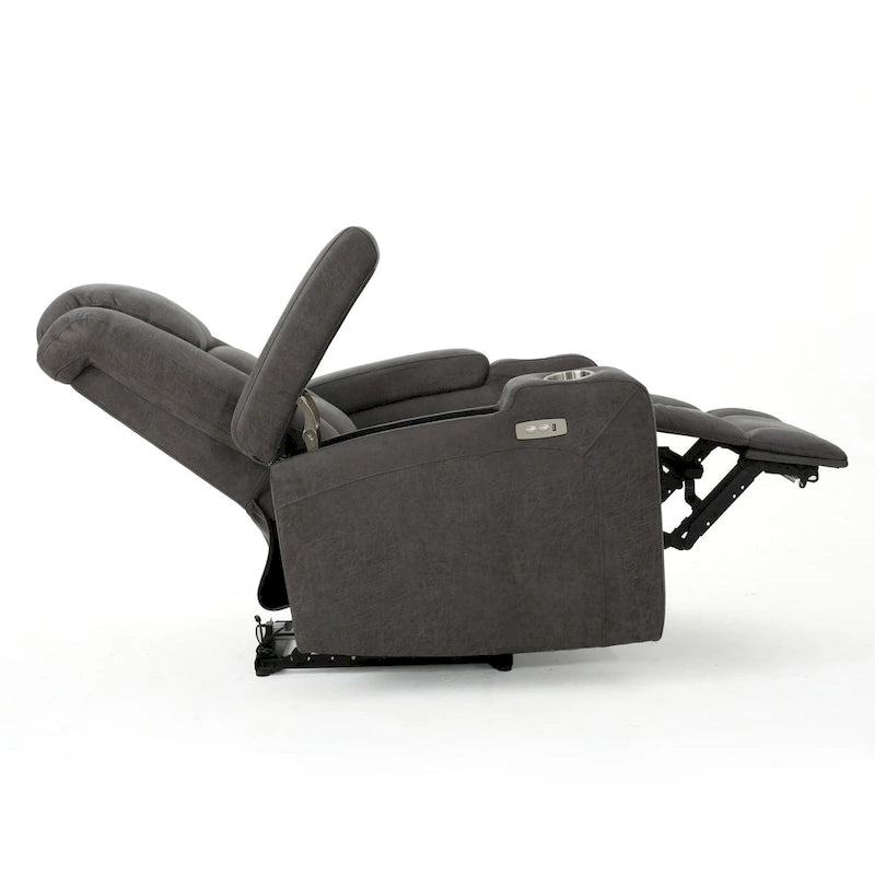 33 Wide Power Standard Recliner Chair with Arm Storage and USB, Slate