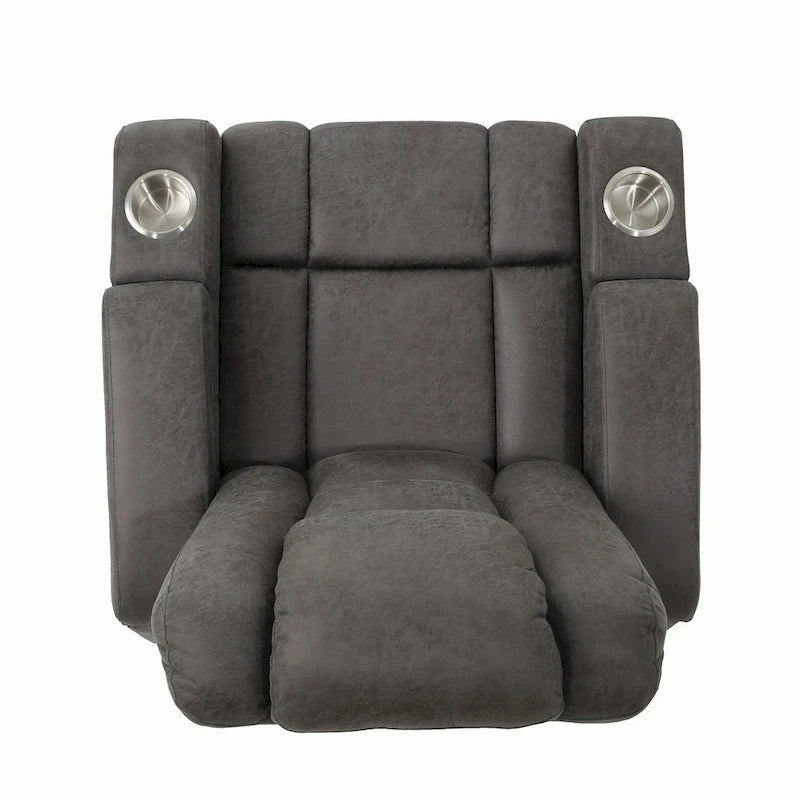 33 Wide Power Standard Recliner Chair with Arm Storage and USB, Slate