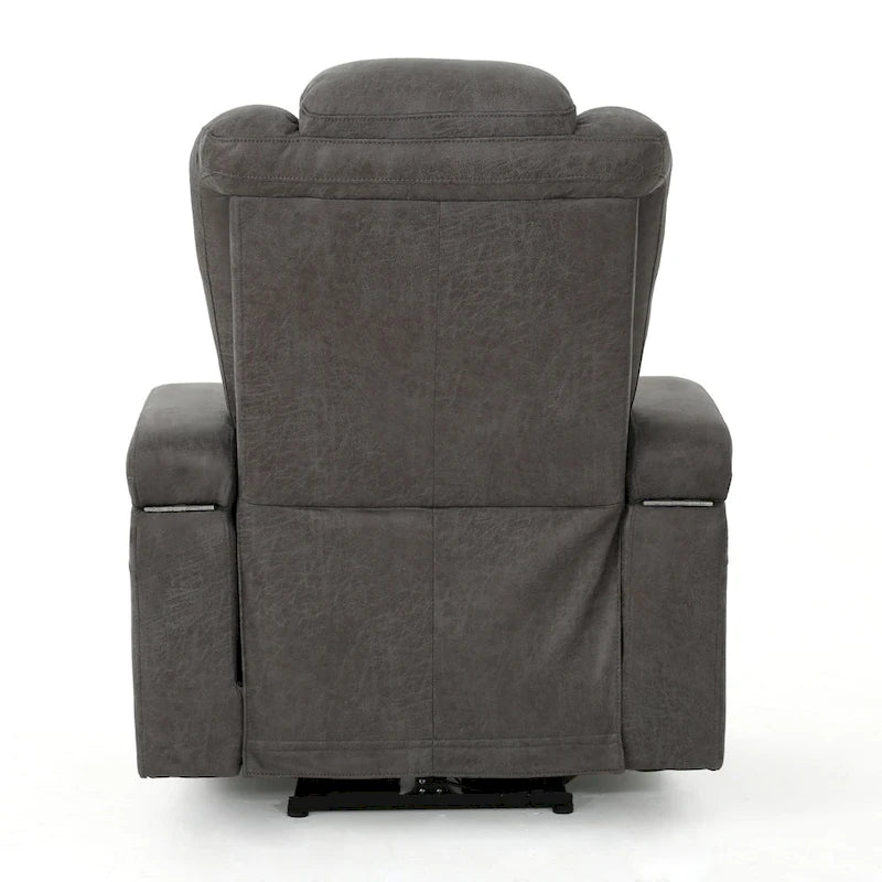 33 Wide Power Standard Recliner Chair with Arm Storage and USB, Slate