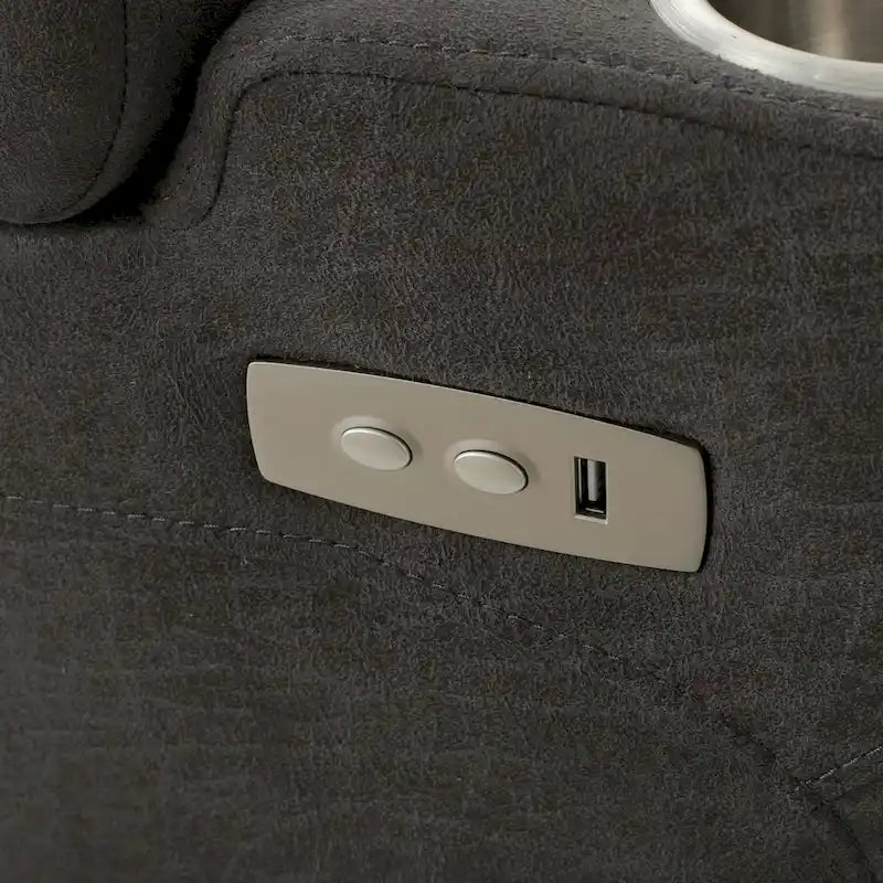 33 Wide Power Standard Recliner Chair with Arm Storage and USB, Slate