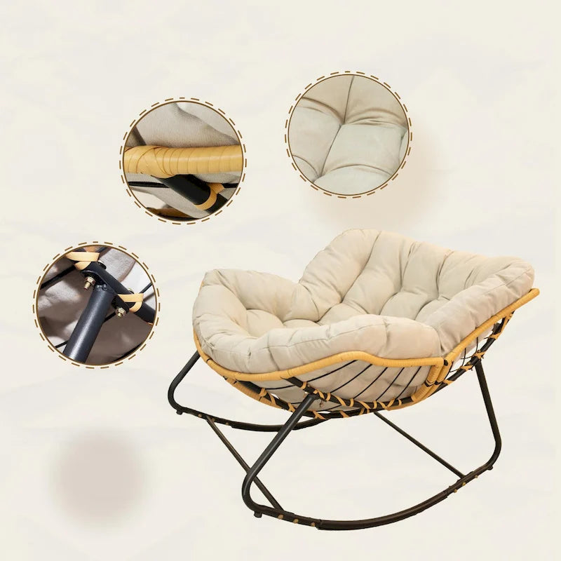 Dark Gray Rattan Egg Rocking Chair - Single Seat