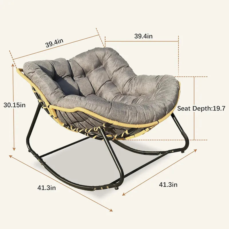 Dark Gray Rattan Egg Rocking Chair - Single Seat