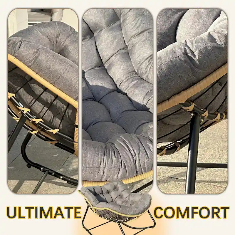 Dark Gray Rattan Egg Rocking Chair - Single Seat