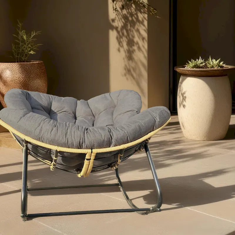 Dark Gray Rattan Egg Rocking Chair - Single Seat