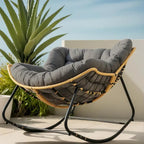 Dark Gray Rattan Egg Rocking Chair - Single Seat