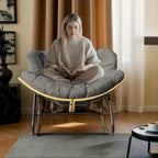 Dark Gray Rattan Egg Rocking Chair - Single Seat