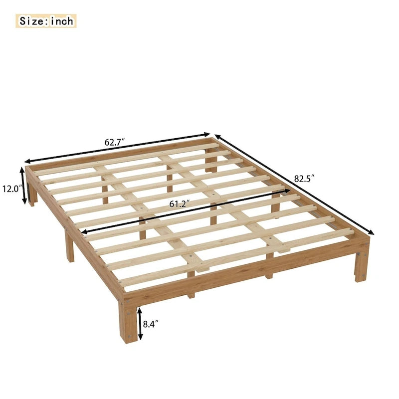 Queen Size Wood Platform Bed with Slat Support