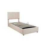 Twin Size Lift Up Storage Bed with Headboard and Underneath Storage, Upholstered Platform Bed with Hydraulic Storage System