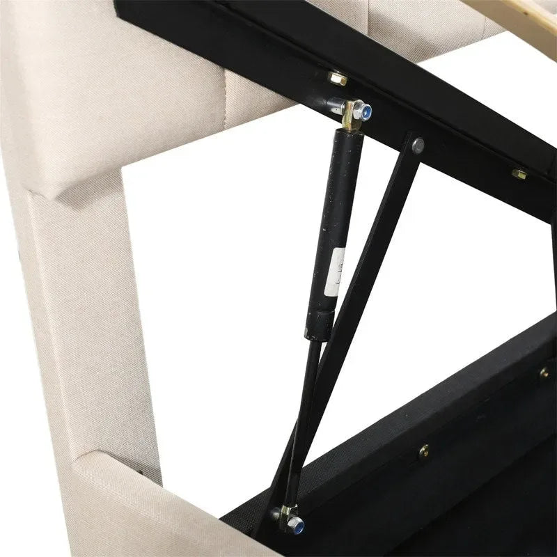 Twin Size Lift Up Storage Bed with Headboard and Underneath Storage, Upholstered Platform Bed with Hydraulic Storage System