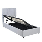 Twin Size Lift Up Storage Bed with Headboard and Underneath Storage, Upholstered Platform Bed with Hydraulic Storage System