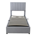 Twin Size Lift Up Storage Bed with Headboard and Underneath Storage, Upholstered Platform Bed with Hydraulic Storage System